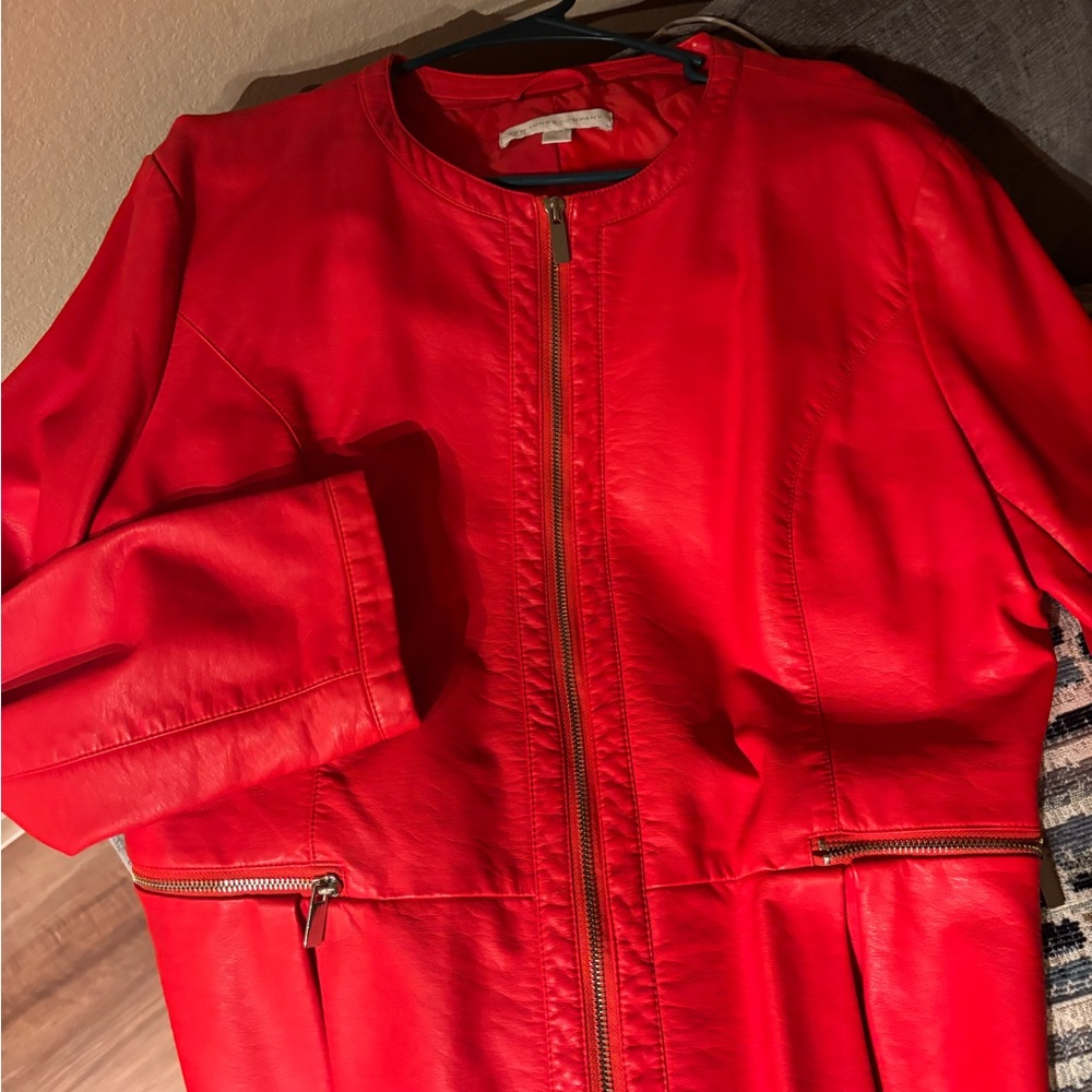 New York & Company Bold Red Leather Jacket